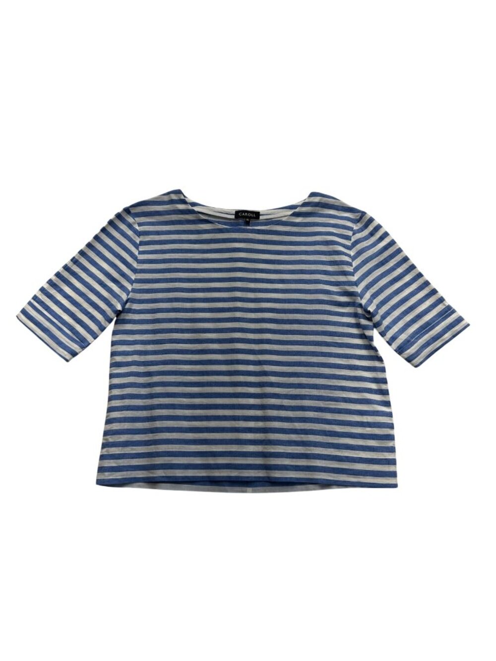 Caroll Cotton Linen Striped Womens Top Size 40 EU Preppy Capsule Wardrobe SEE
